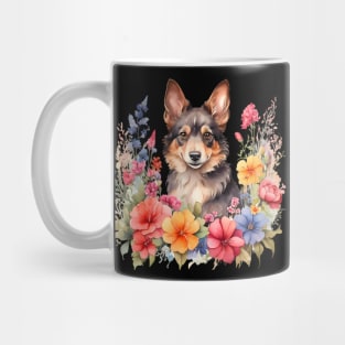 A small munsterlander decorated with beautiful watercolor flowers Mug